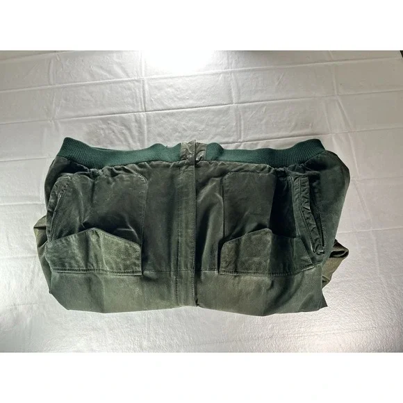 Vintage G III Suede Leather Bomber Jacket Green Size 26 / 28 - Picture 11 of 15